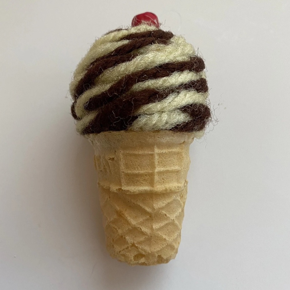 VTG Ice Cream Real Cone Christmas Ornament